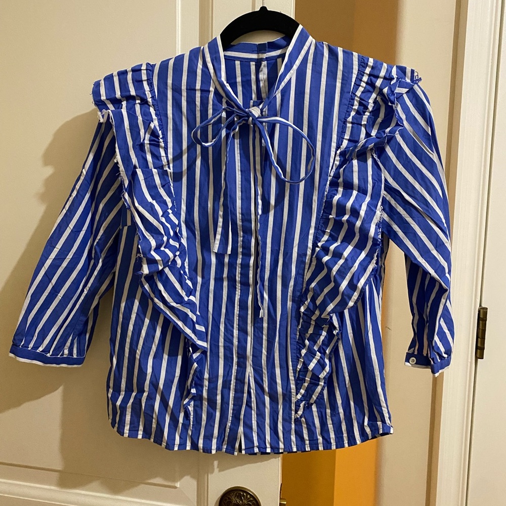 SAMPLE J.crew Striped Ruffle Top